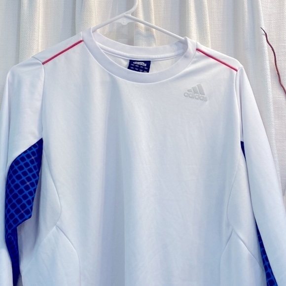 Women’s White, Blue and Black Adidas Response Polyester Athletic Top Size Large - Picture 2 of 8